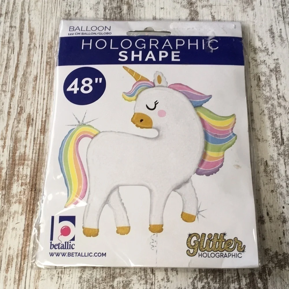 Unicorn Holographic Glitter Balloon 48”